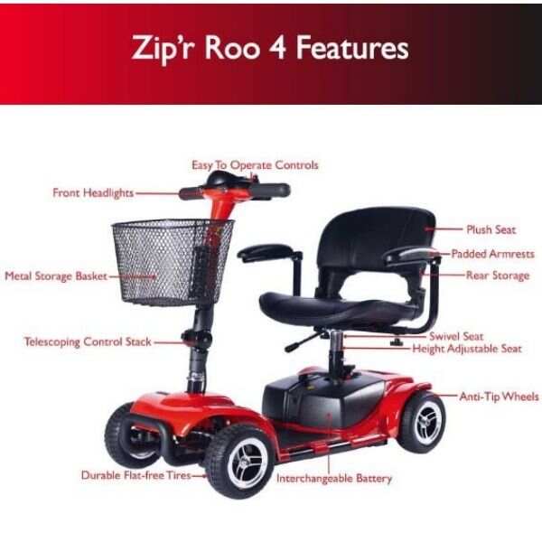 2026 Zip'r Roo 4 Wheel Mobility Travel Scooter