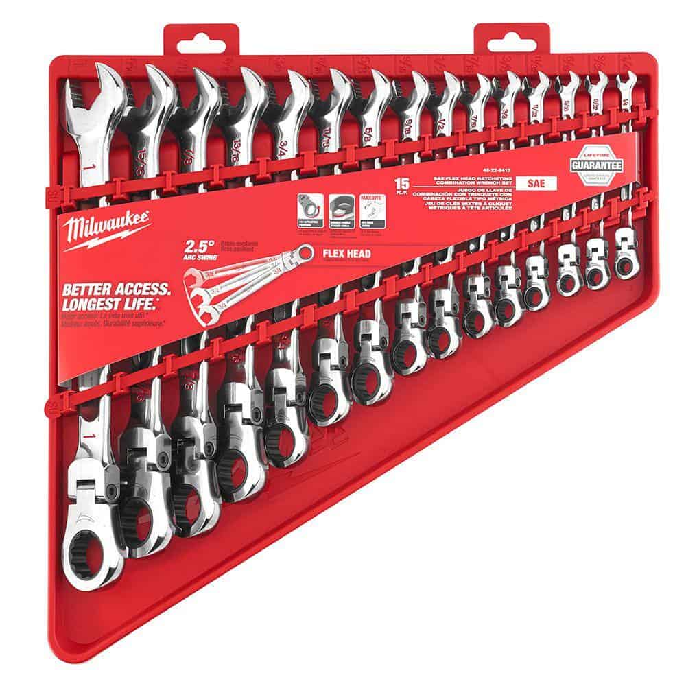 48-22-9413-48-22-9513 144-Position Flex-Head Ratcheting Combination Wrench Set SAE and METRIC (30-Piece)