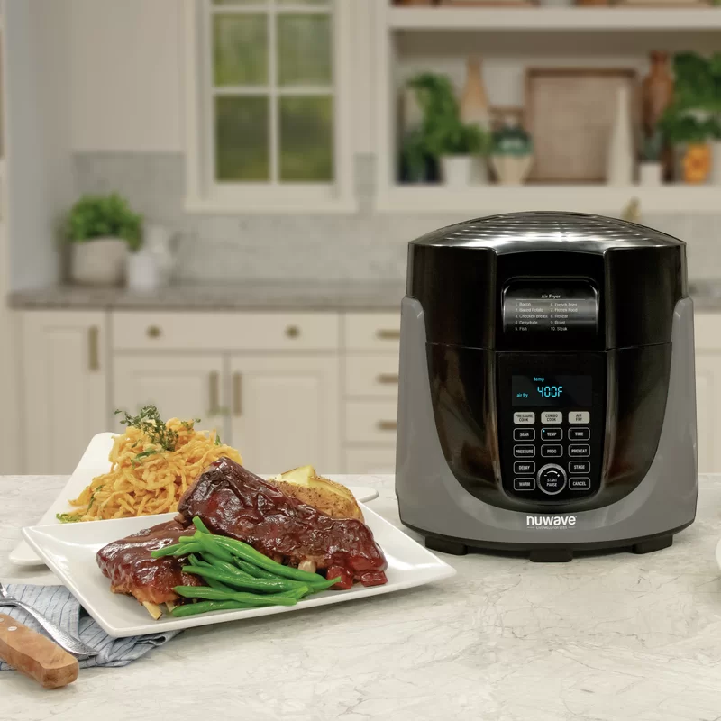 33801 6 qt. . Black Electric Pressure Cooker Air Fryer with 300 Pre-Programmed Recipes