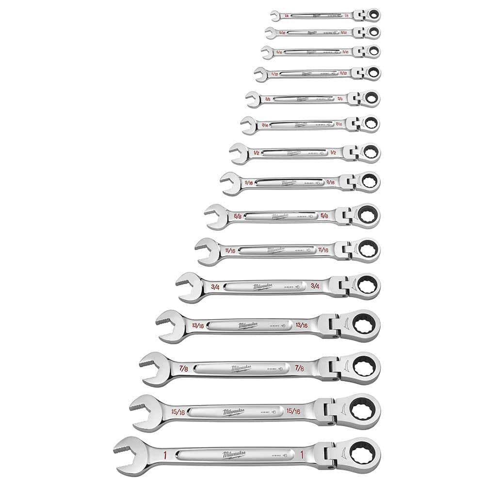 48-22-9413-48-22-9513 144-Position Flex-Head Ratcheting Combination Wrench Set SAE and METRIC (30-Piece)