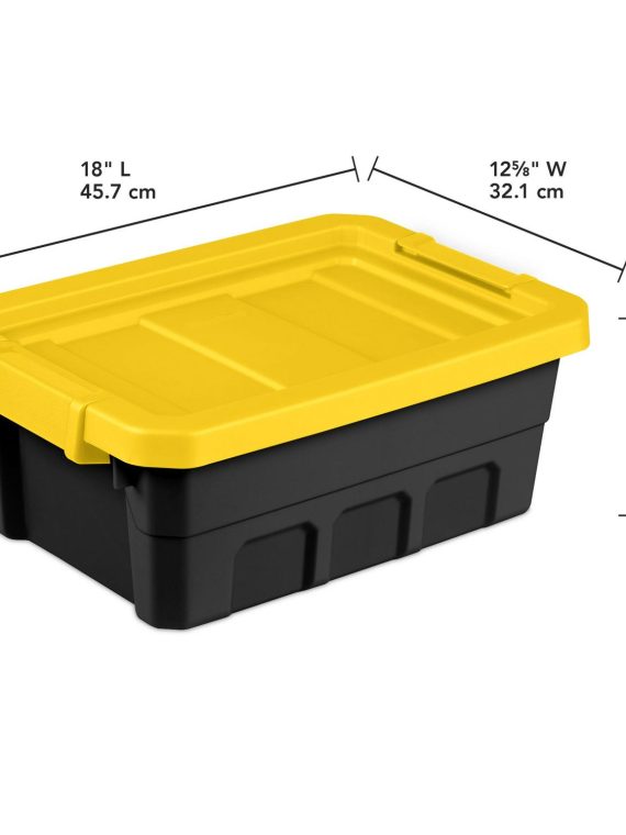 2026 Sterilite 4 Gallon Stacker Tote Plastic, Yellow Lily, Set of 6