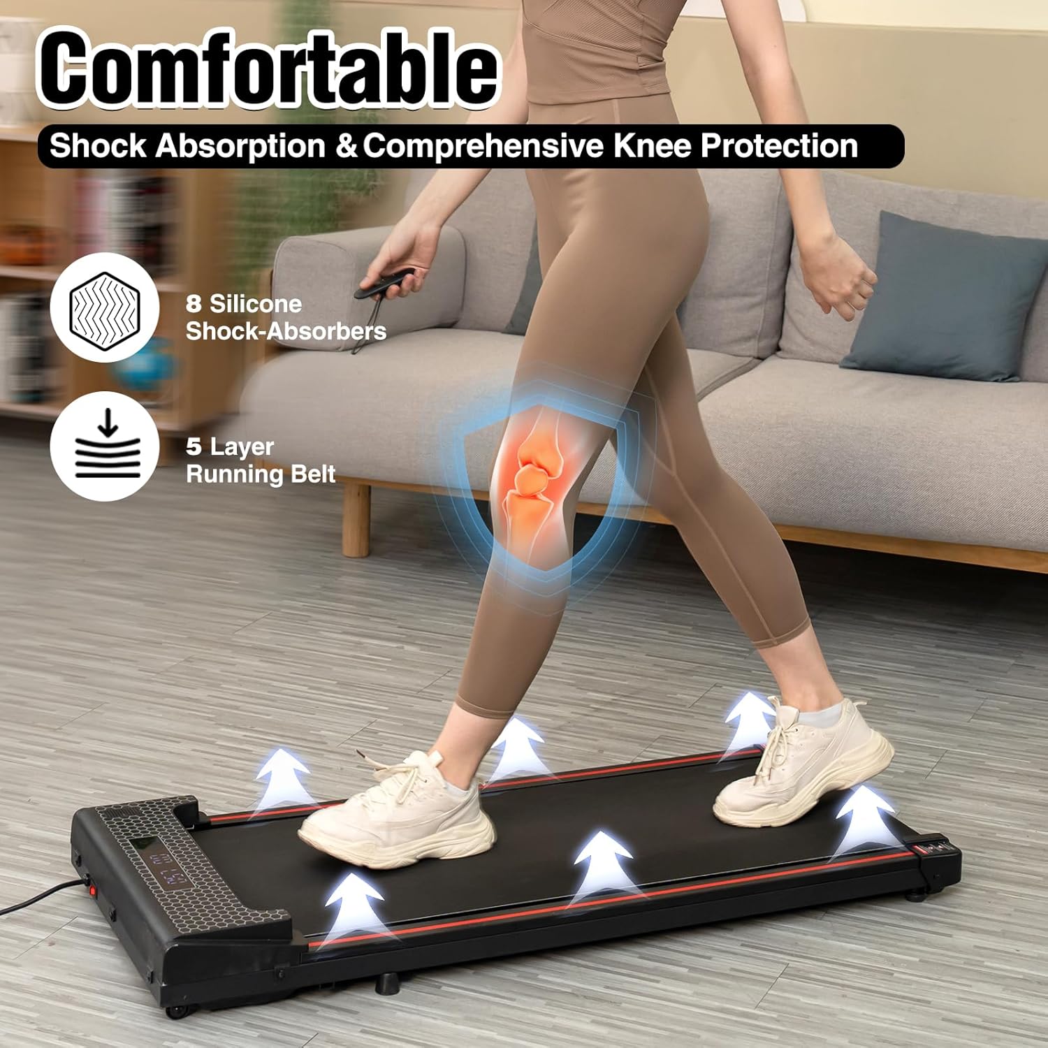 CITYSPORTS Treadmills,Walking Pad with Remote Control,Under Desk Treadmill for Home/Office Fitness Exercise,Portable Treadmill 1-6KM/H,LCD Display,No Assembly