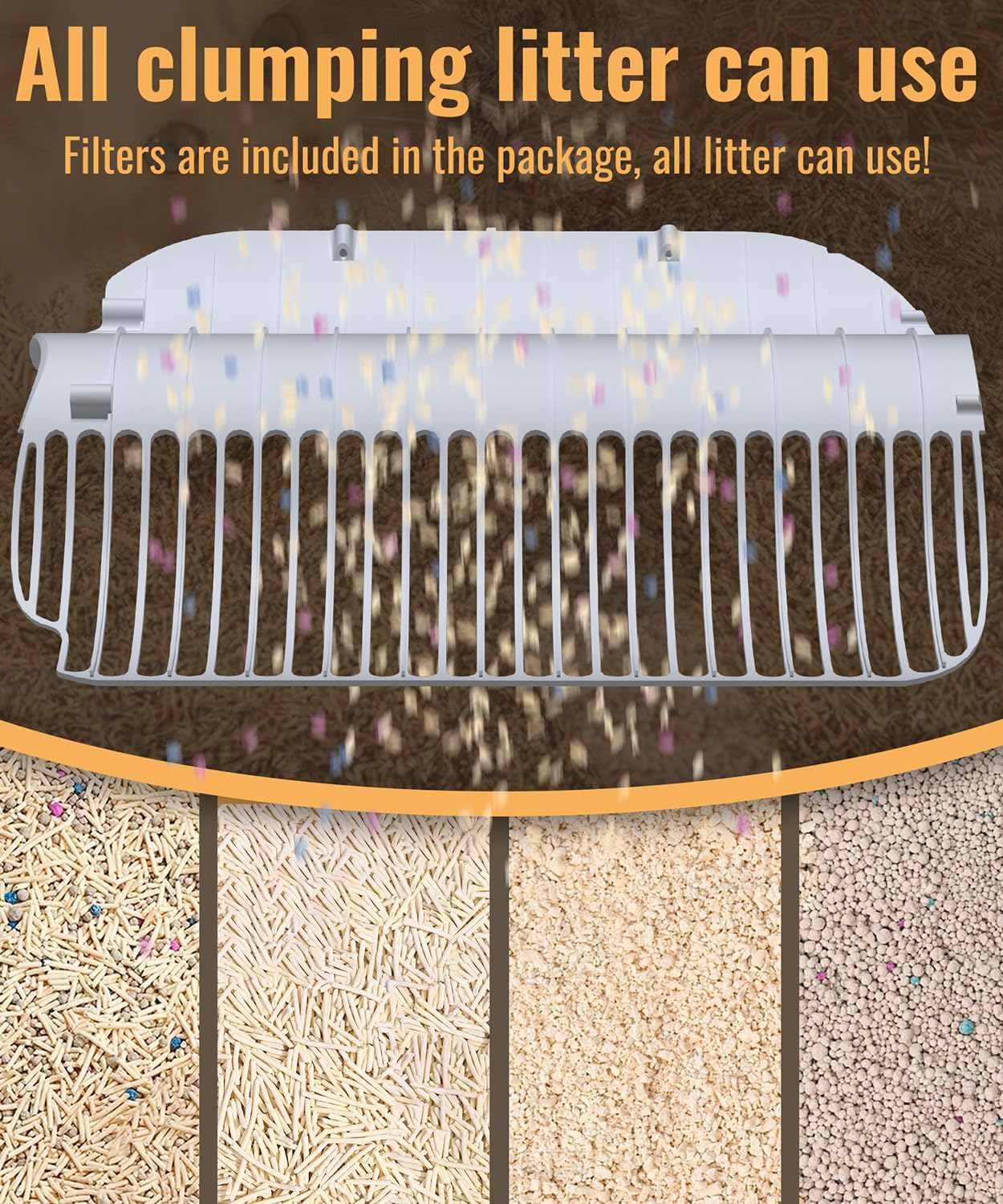 ZeaCotio Self Cleaning Litter Box with 1 Roll Garbage Bags and Mat