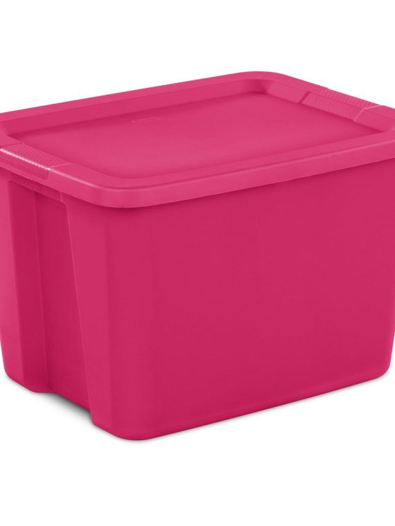 2026 Sterilite 18 Gallon Tote Box Plastic, Fuchsia Burst, Set of 8