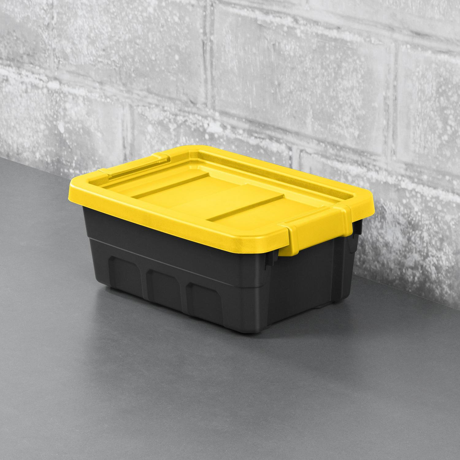 2026 Sterilite 4 Gallon Stacker Tote Plastic, Yellow Lily, Set of 6