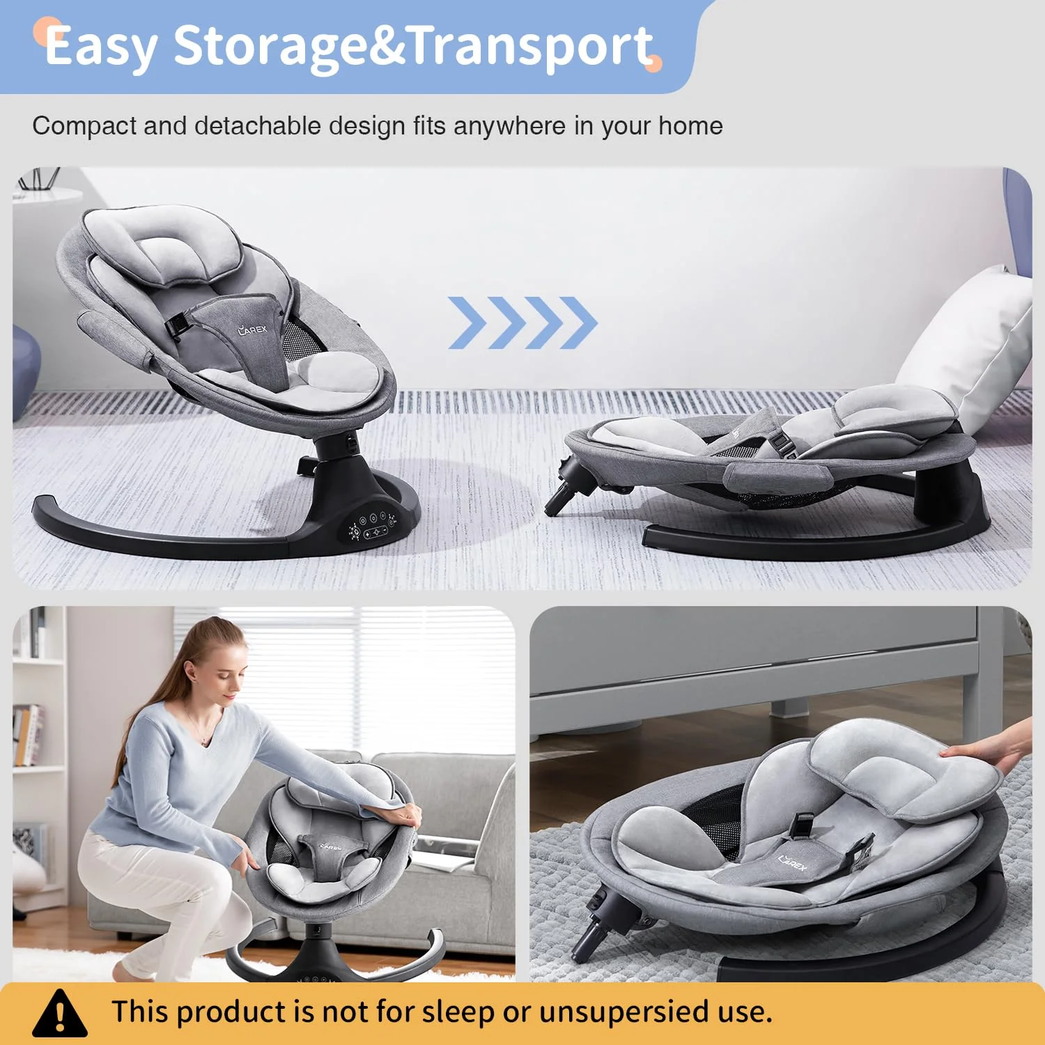 LAREX Baby Electric Swing Rocker with Remote & Bluetooth