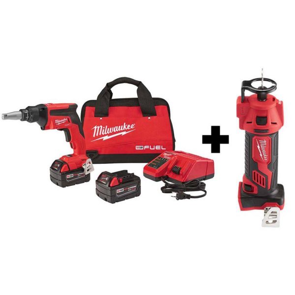 2866-22-2627-20 M18 FUEL 18V Lithium-Ion Brushless Cordless Drywall Screw Gun XC Kit with M18 Cut Out Tool