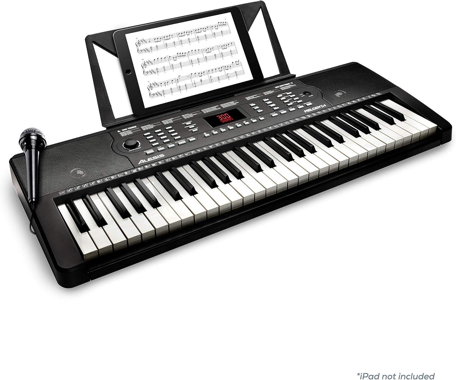 Alesis Melody 61 Key Keyboard Piano with Speakers, Stand, Stool, Headphones, Microphone, Sheet Music Stand, 300 Sounds and Music Lessons