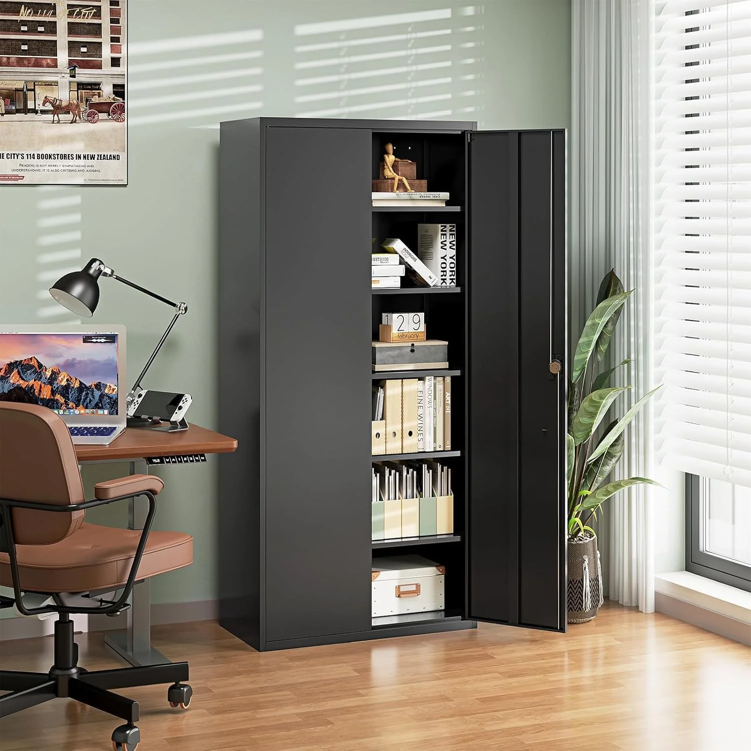 LETAYA Metal Garage Storage Cabinets with Lock and Shelves