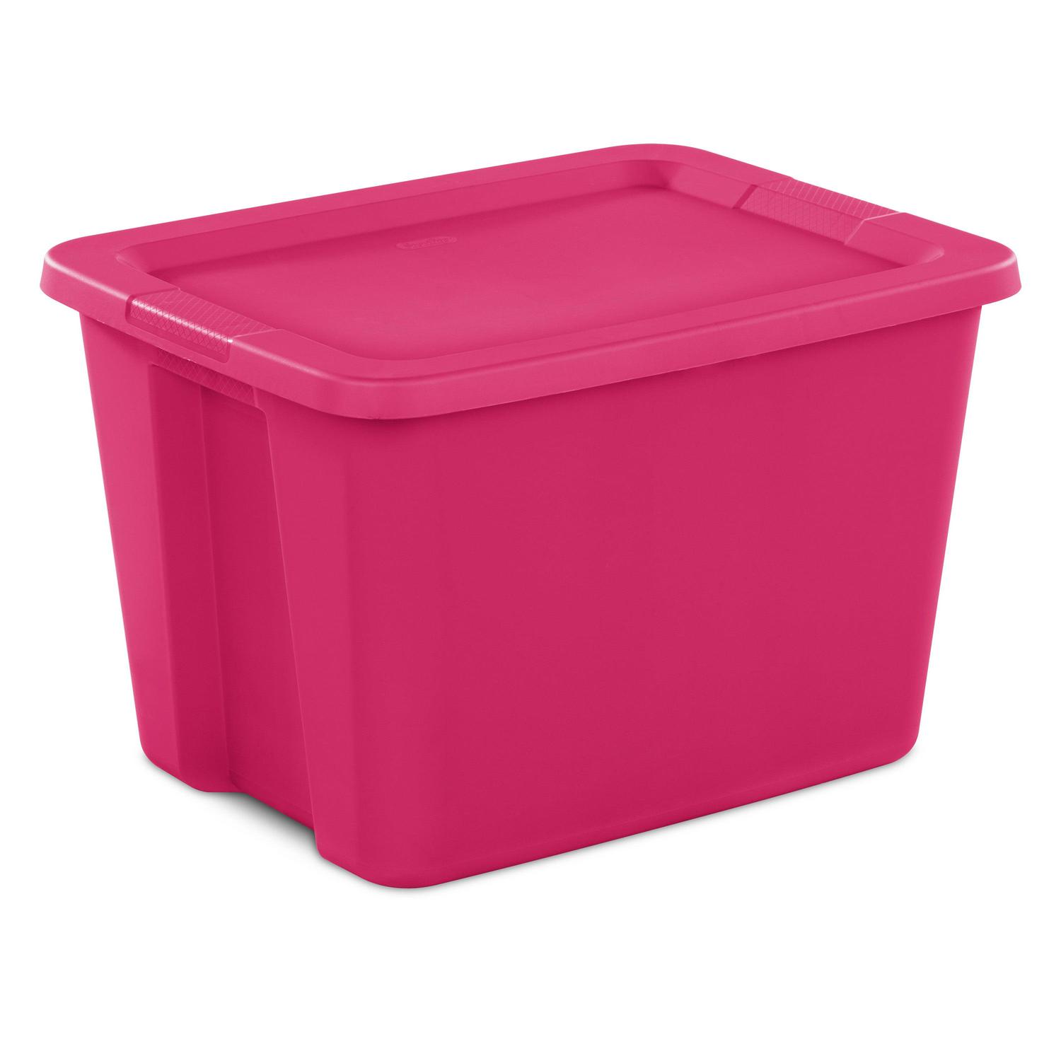 2026 Sterilite 18 Gallon Tote Box Plastic, Fuchsia Burst, Set of 8