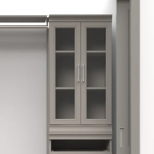 4613 Modular Storage Pair Set, 2 Glass Pane Doors, Wood Closet Organizer Shaker Style, Add On Accessory for Shelf Units, Taupe, Kit