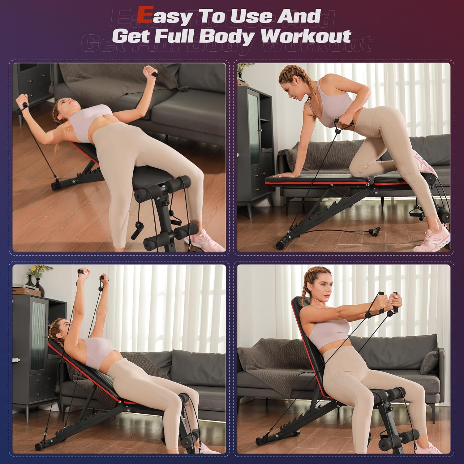 FLYBIRD Adjustable Bench,Utility Weight Bench for Full Body Workout- Multi-Purpose Foldable incline/decline Bench