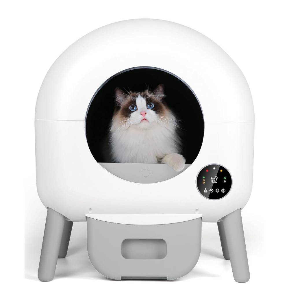 ZeaCotio Self Cleaning Litter Box with 1 Roll Garbage Bags and Mat