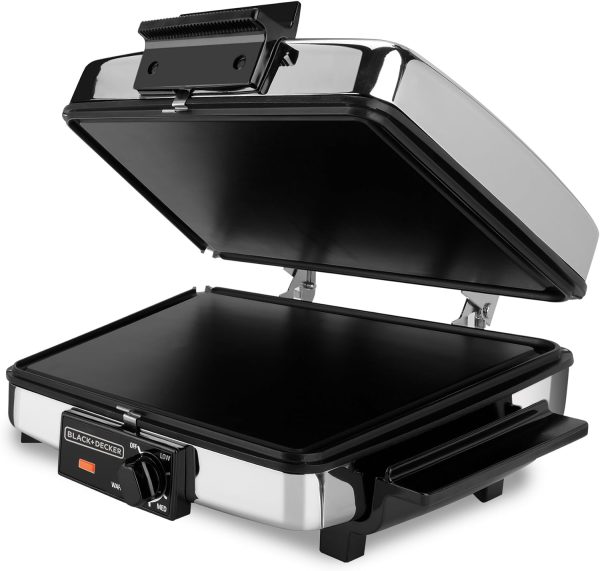 3-in-1 Waffle Maker with Nonstick Reversible Plates, Stainless Steel, G48TD