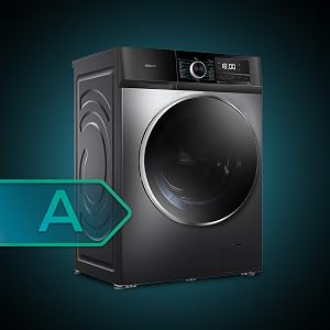 Lavadora de carga frontal de 8 Kg steel, 1400 rpm, motor inverter plus, vapor y clase A.