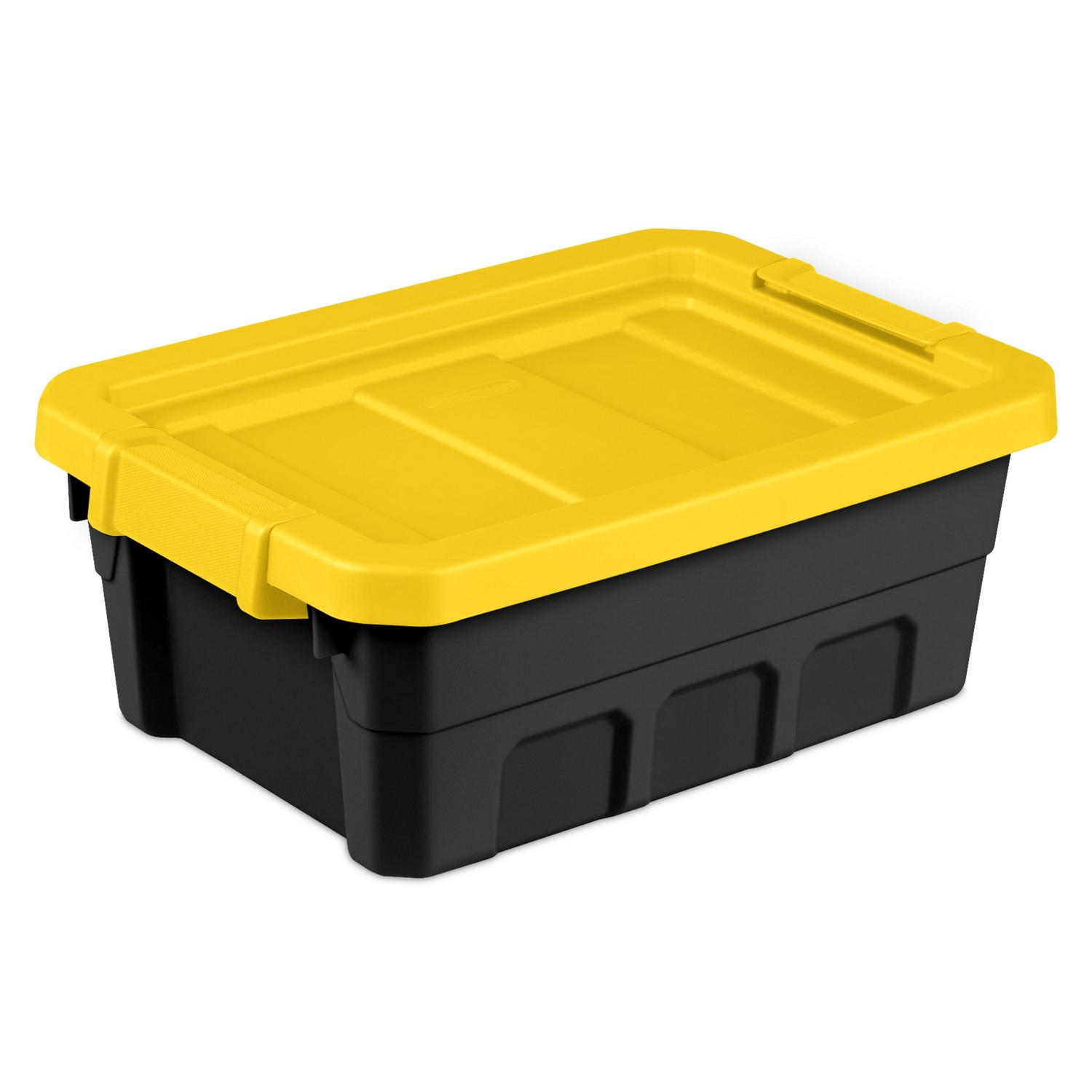 2026 Sterilite 4 Gallon Stacker Tote Plastic, Yellow Lily, Set of 6