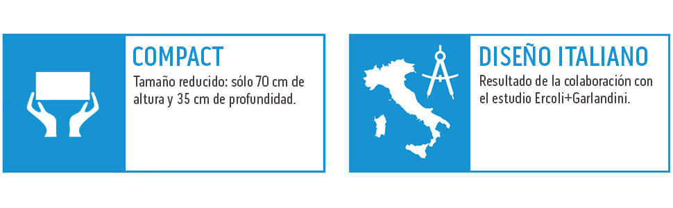 Tamaño reducido: sólo 70 cm de altura y 35 cm de profundidad.