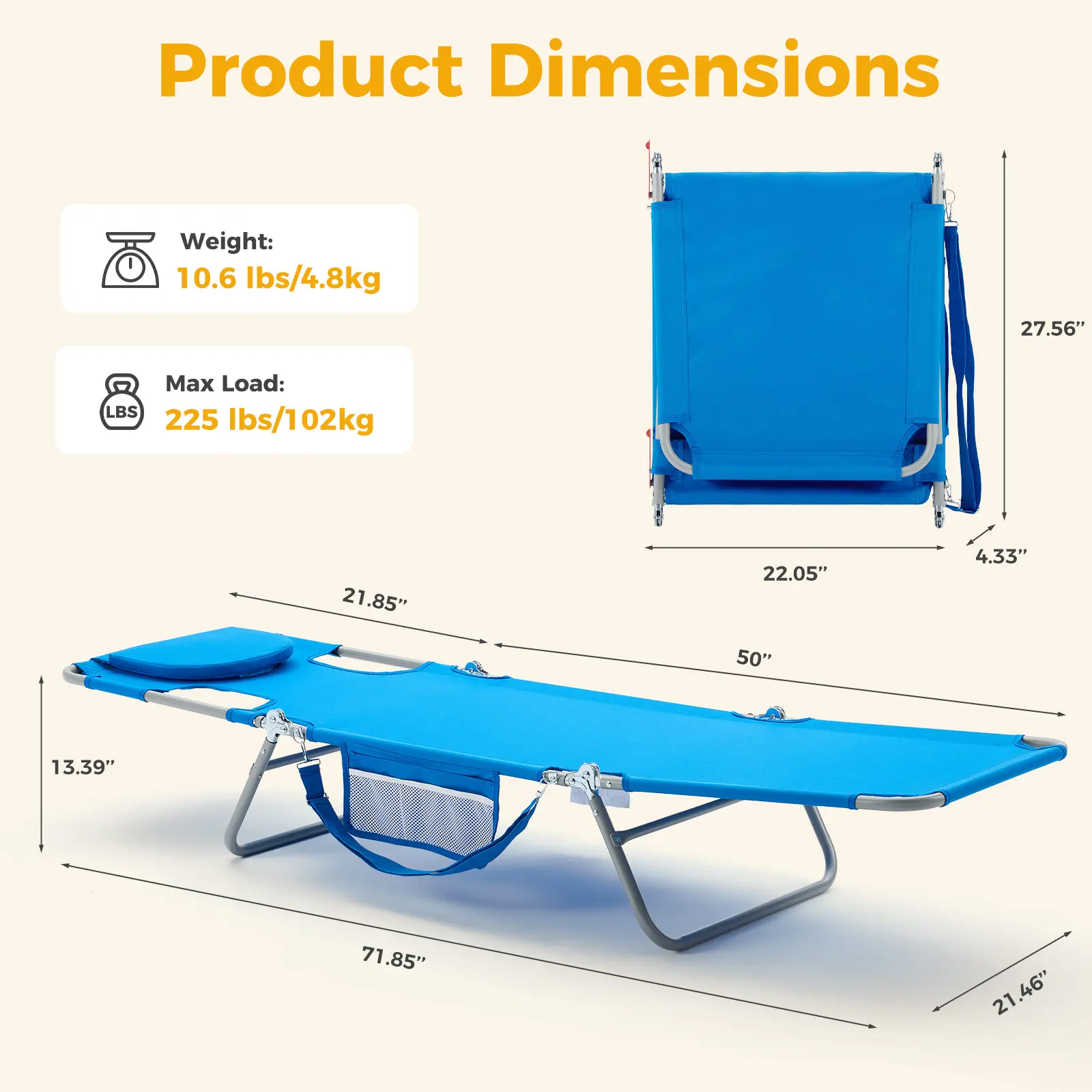 🔥 Portable Beach Lounge Chair – Foldable Backpack Design