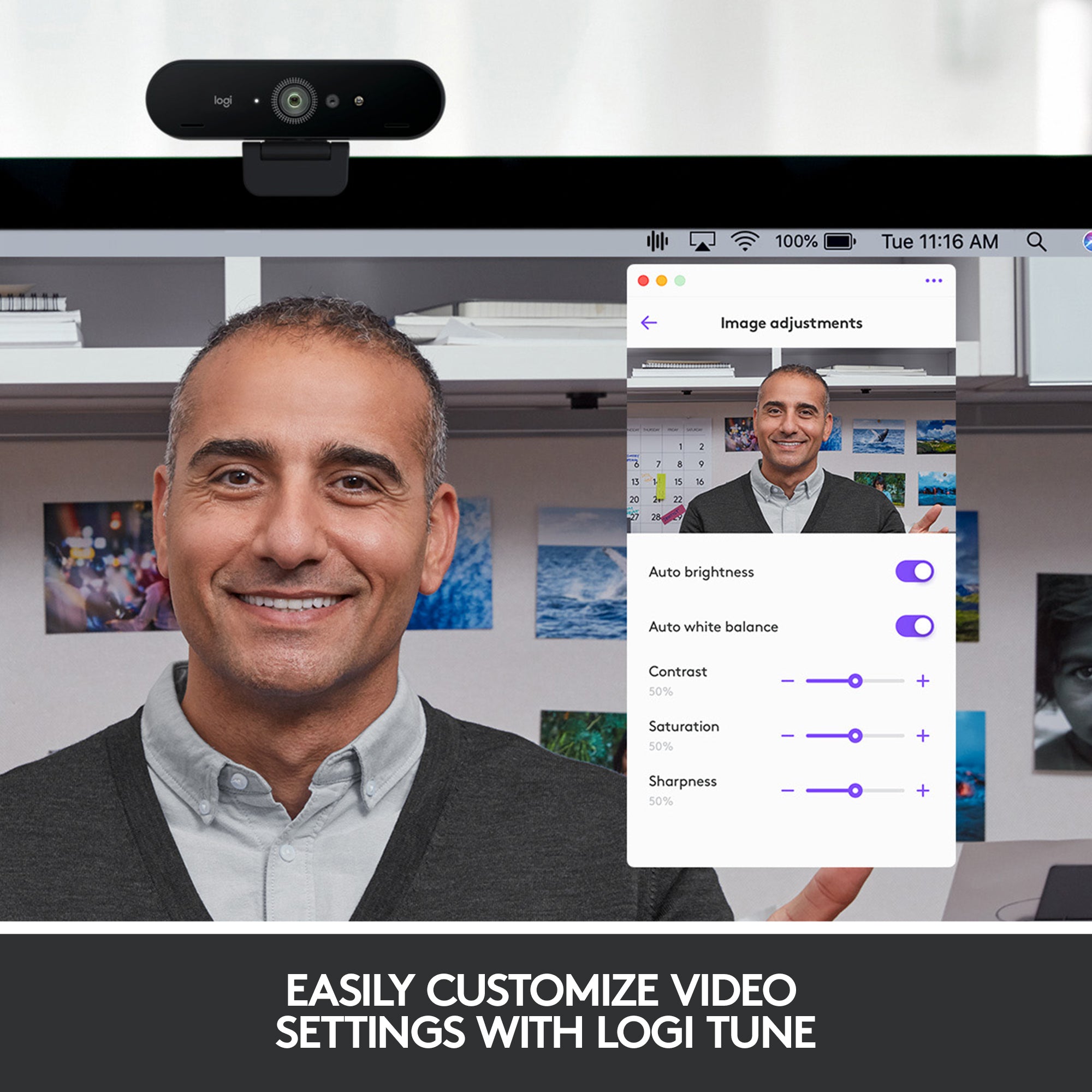 Logitech - 4K Pro 4096 x 2160 Webcam with Noise-Canceling Mic - Black