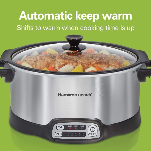 33662 Programmable Slow Cooker with 6 Quart Stovetop-Safe Sear   Cook Crock, Silver