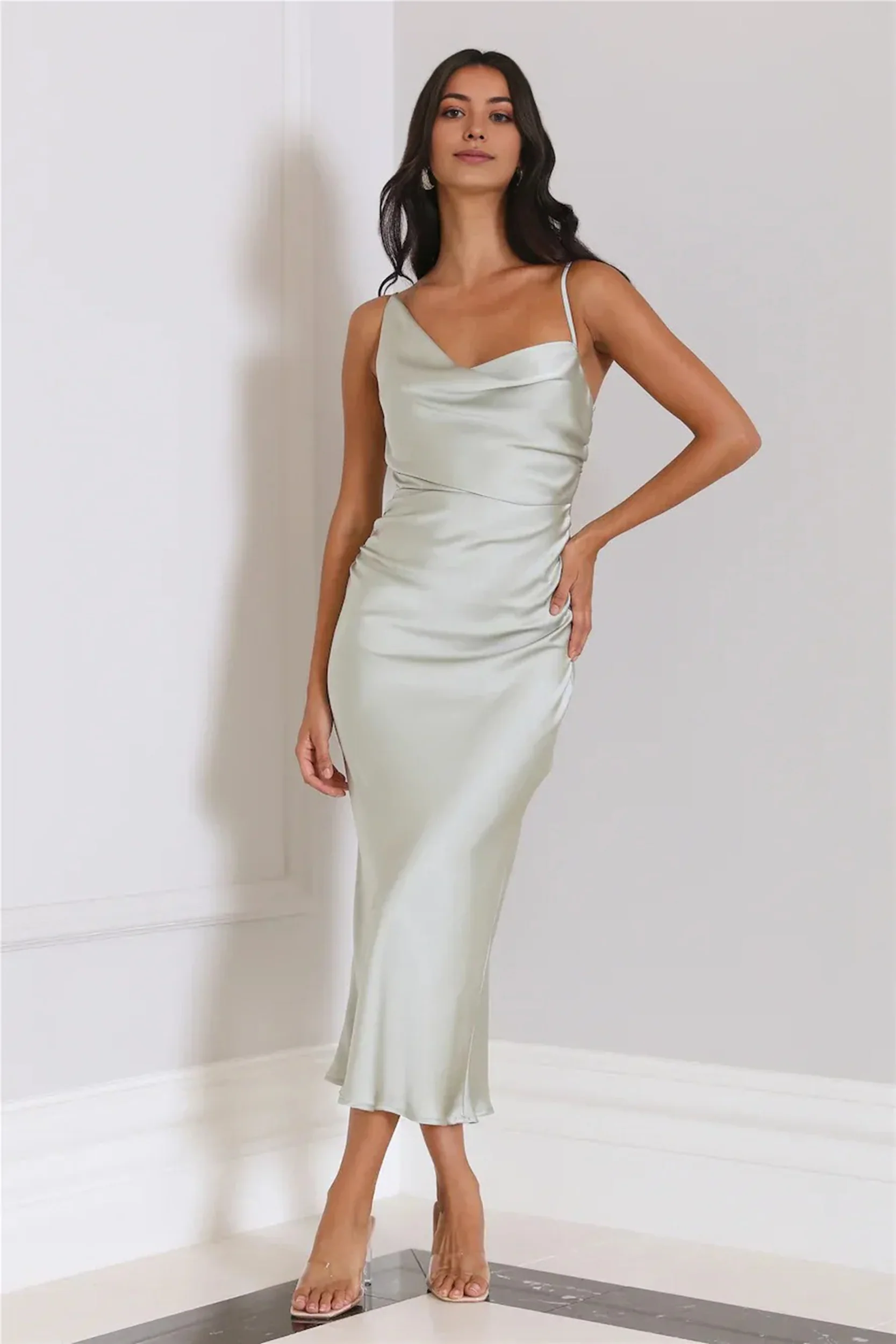Silky Touch Satin Midi Dress