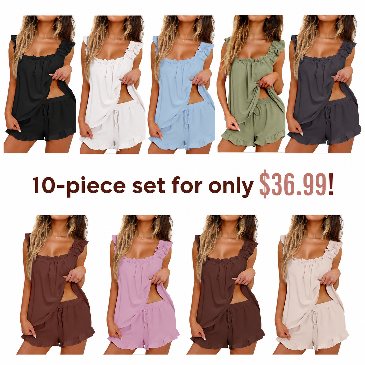 ⏳ Limited-Time Set Deal 🔥 Ruffle Pajama Set – Soft, Cute & Cozy