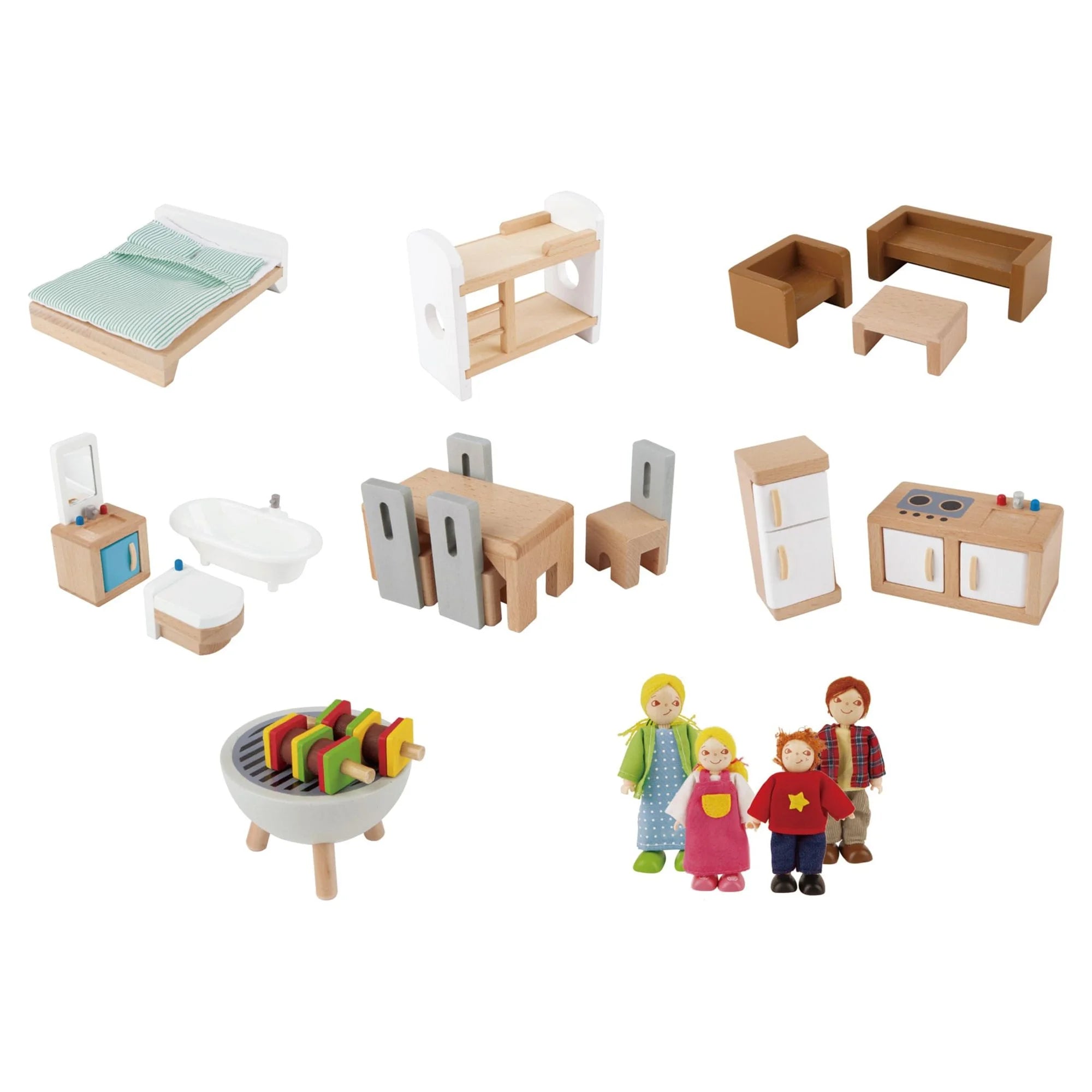 Hape Family Mansion Kid's Wood Dollhouse with LED Lights, Product Height 28.43 in