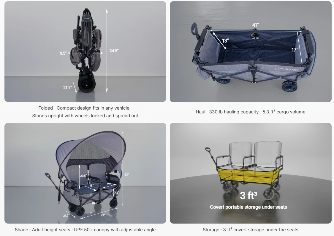 Lawn Chariot dimensions and features