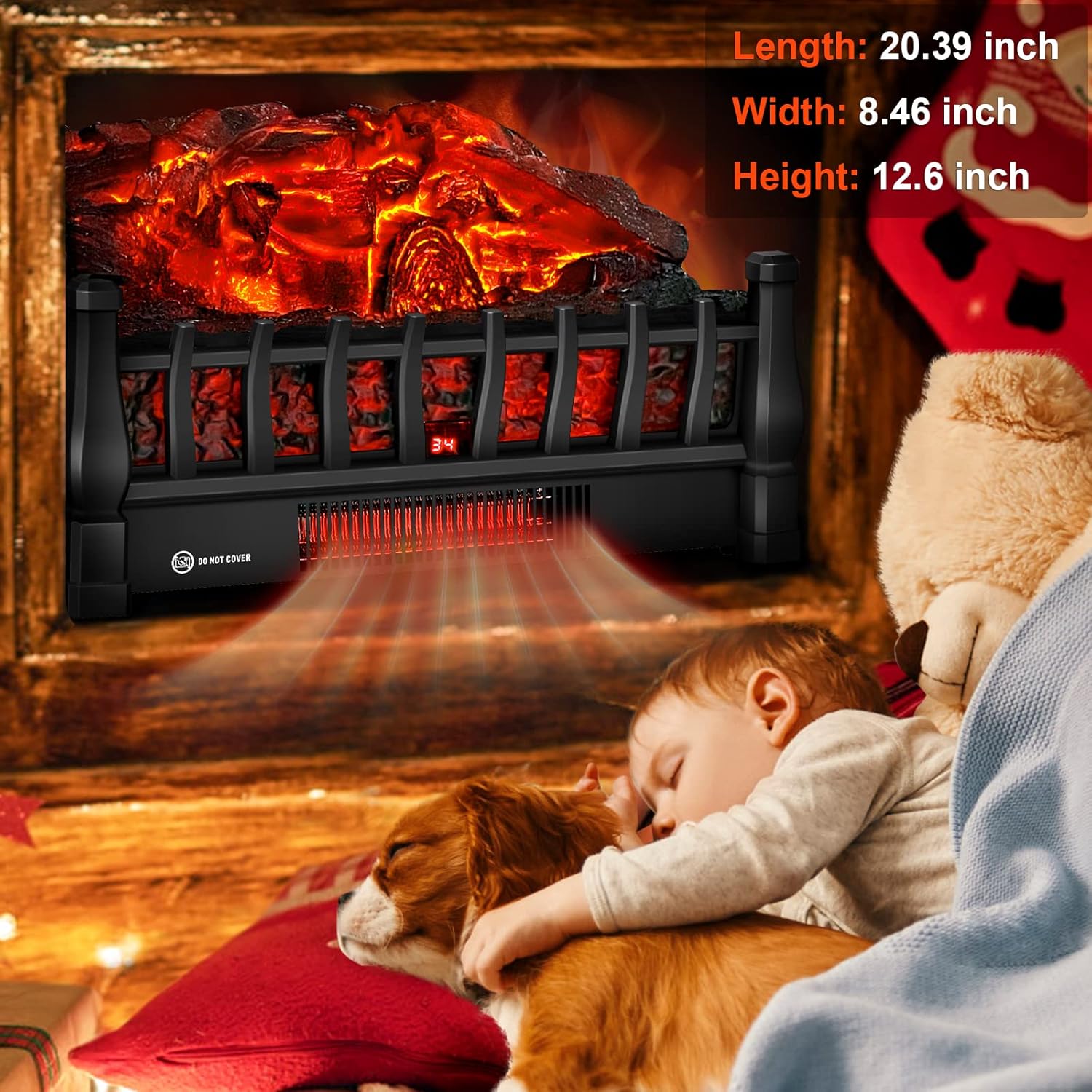 Alpaca Electric Fireplace Logs Inserts Heater with Infrared Remote Controller