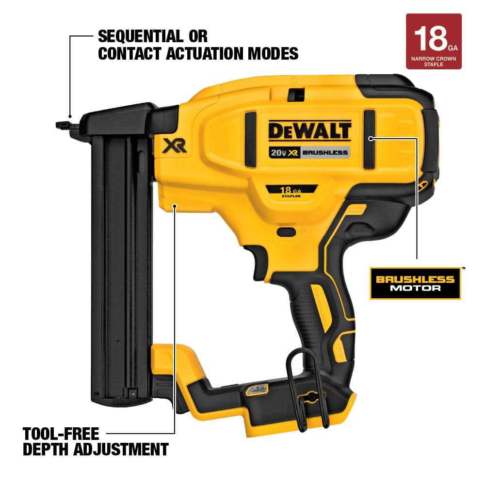 20V MAX XR Lithium-Ion Cordless 18-Gauge Narrow Crown Stapler (Tool Only) DCN681B