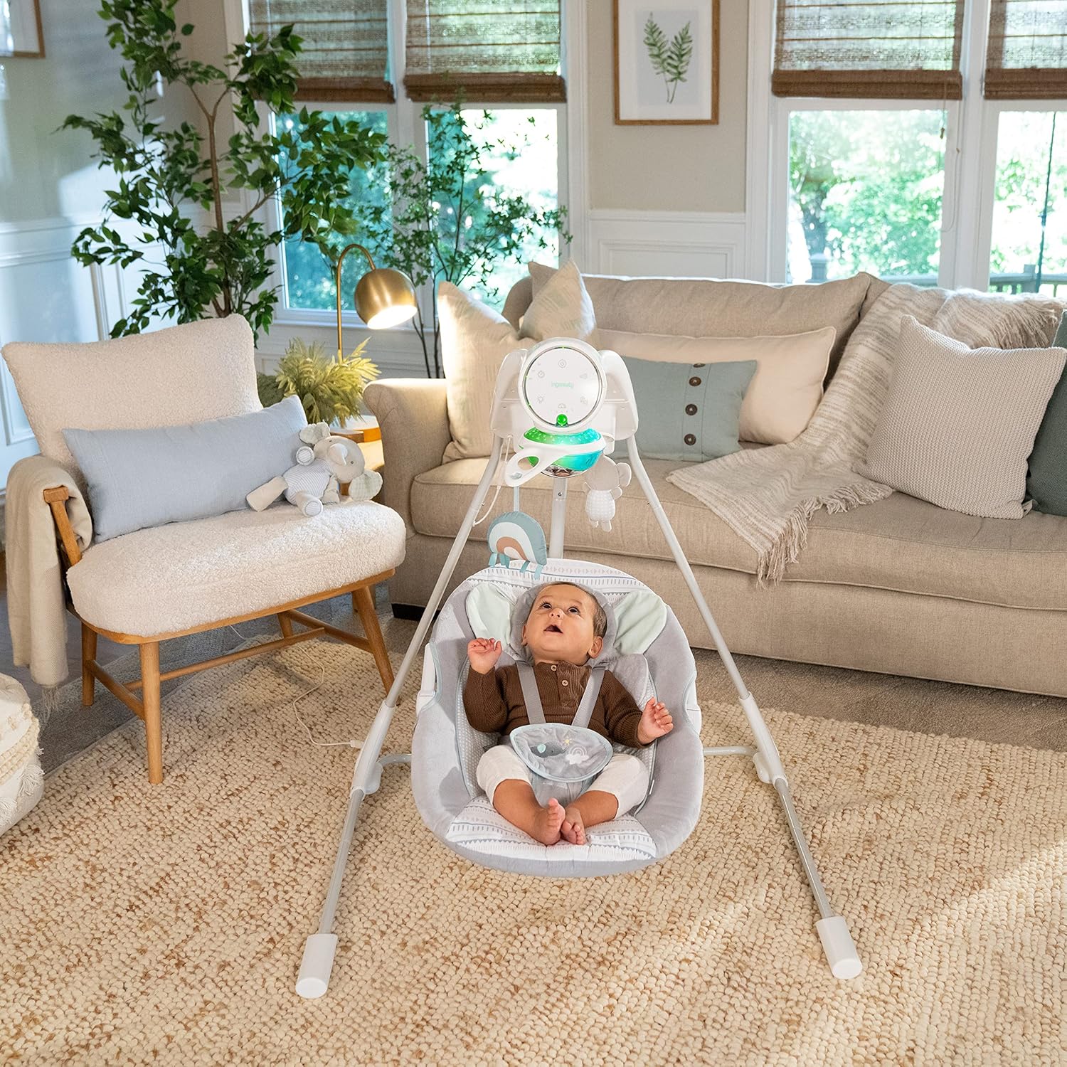 INGENUITY Inlighten 5-Speed Baby Swing with Swivel Seat
