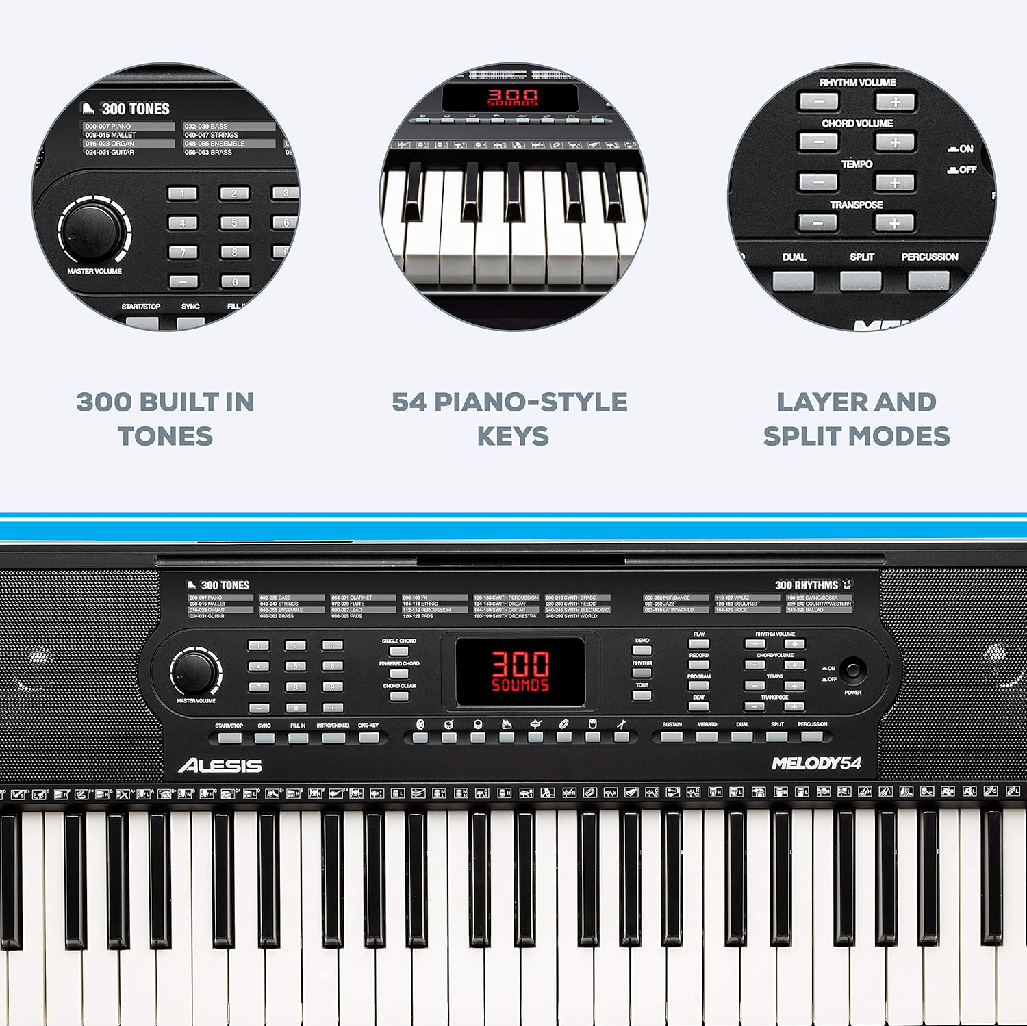 Alesis Melody 61 Key Keyboard Piano with Speakers, Stand, Stool, Headphones, Microphone, Sheet Music Stand, 300 Sounds and Music Lessons