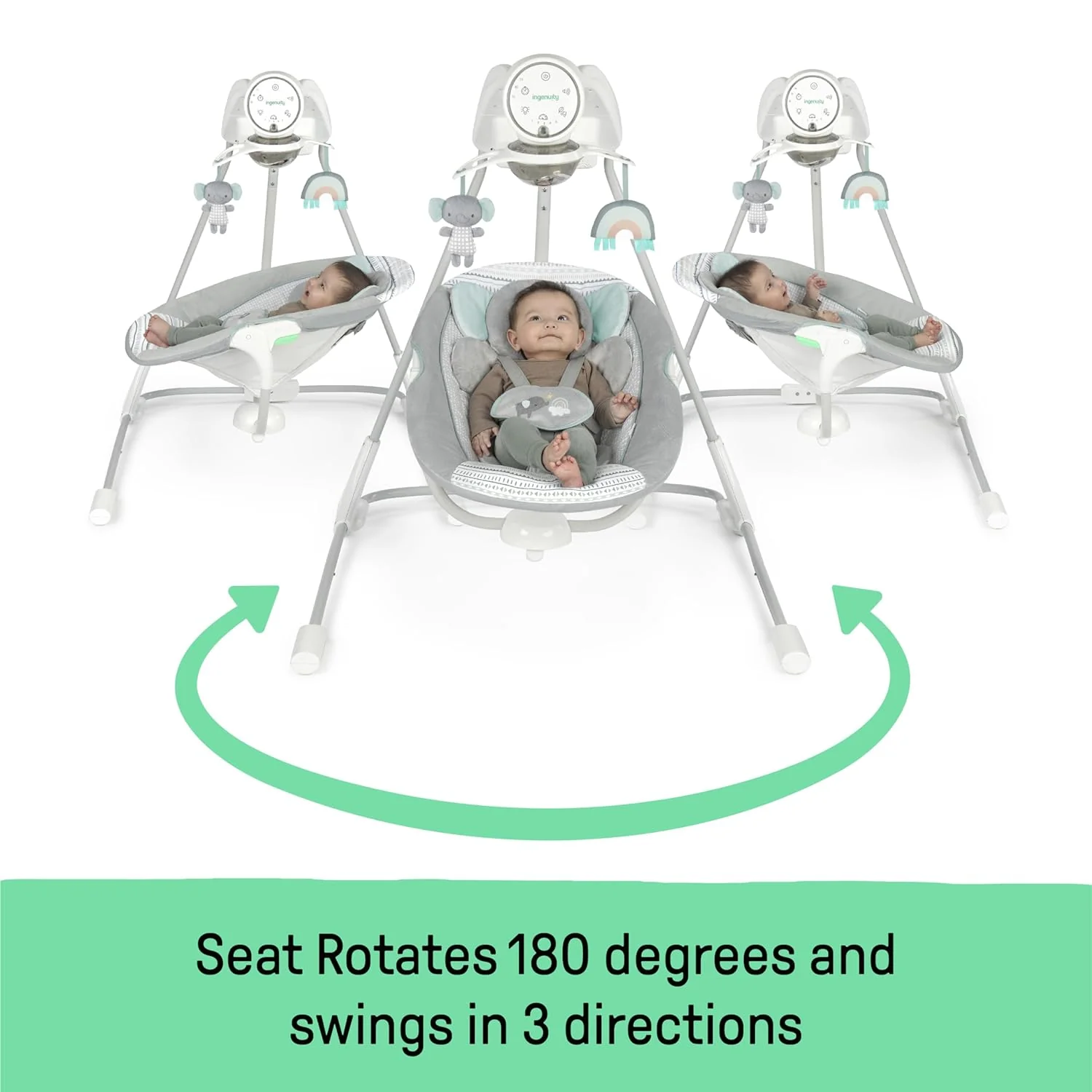 INGENUITY Inlighten 5-Speed Baby Swing with Swivel Seat