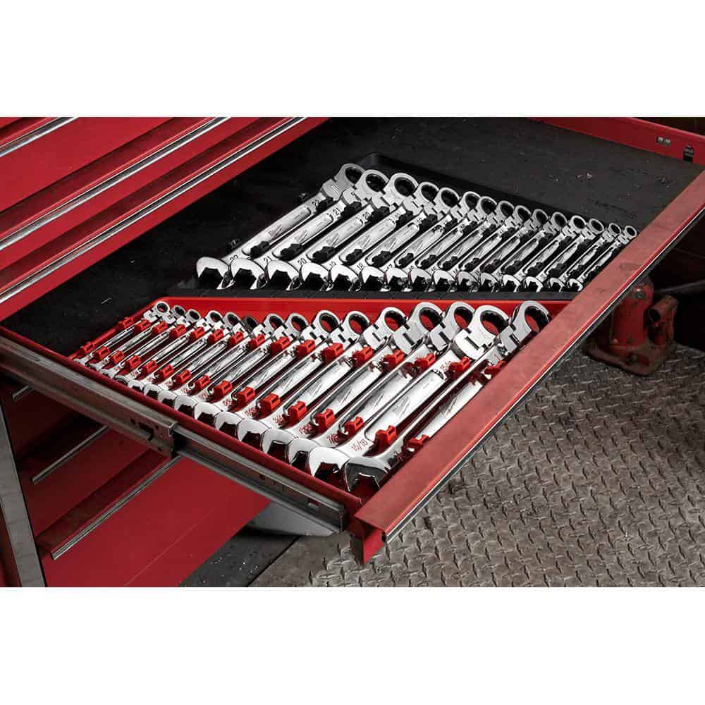 48-22-9413-48-22-9513 144-Position Flex-Head Ratcheting Combination Wrench Set SAE and METRIC (30-Piece)