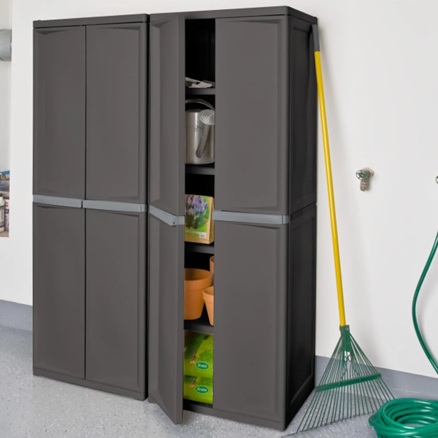 STERILITE Storage Cabinet - Rugged Plastic Garage Organizer