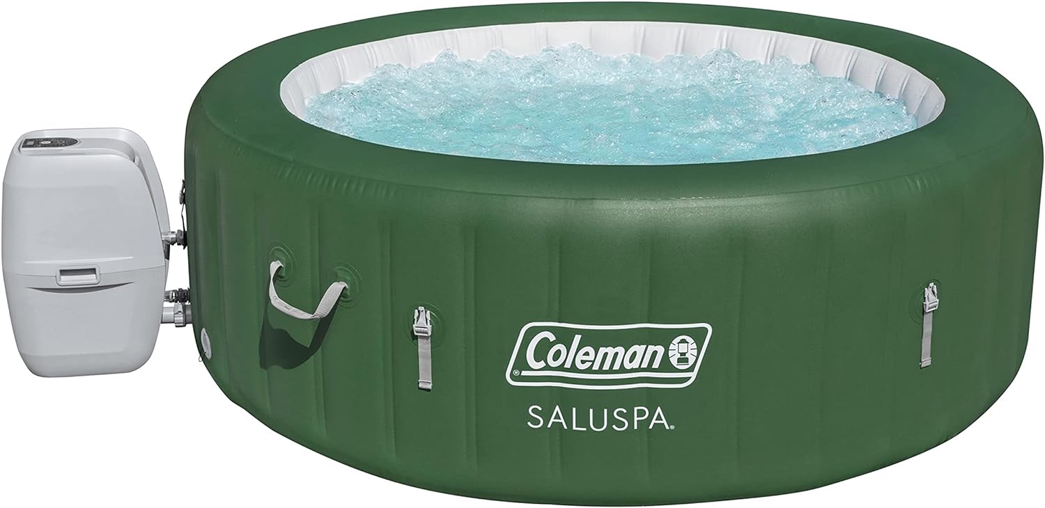 Inflatable Hot Tub Spa | Portable Hot Tub with Heated Water System and 140 Bubble Jets | Fits Up to 4 People  flarmor