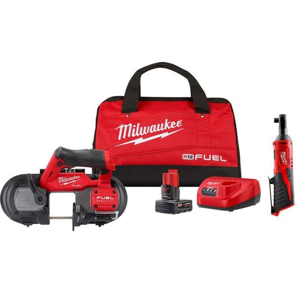 2529-21XC-2457-20 M12 FUEL 12V Lithium-Ion Cordless Compact Band Saw XC Kit with 3/8 in. Ratchet