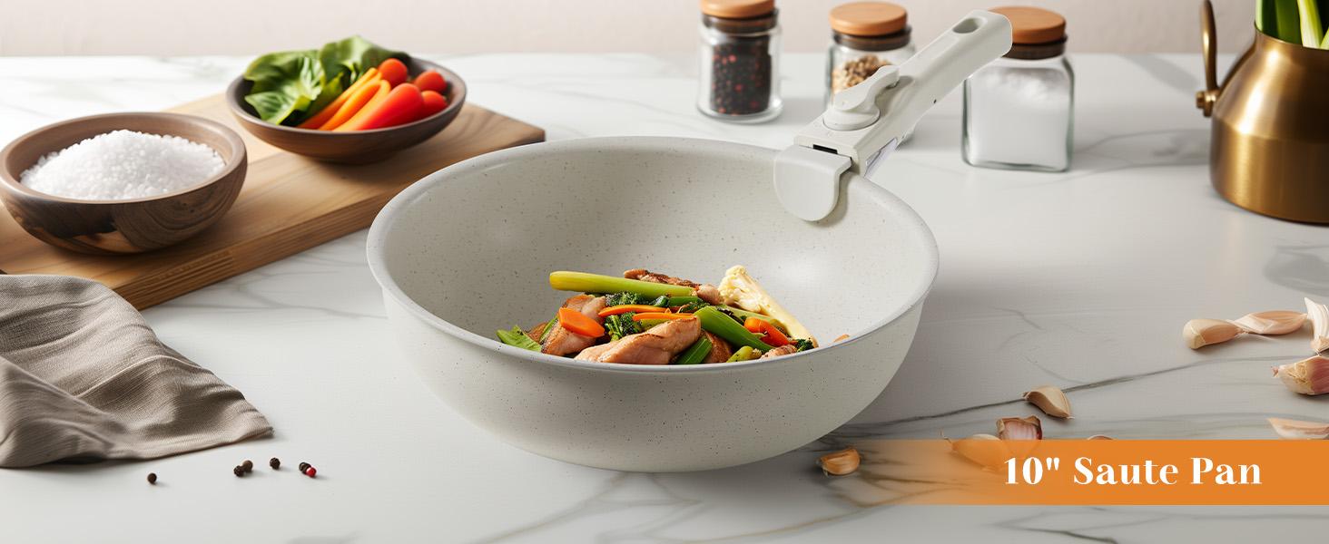 12 Pcs Pots and Pans Set, Granite Nonstick Cookware Sets Detachable Handle, Stackable Induction Kitchen Cooking Set, Stain & Scratch-resistant