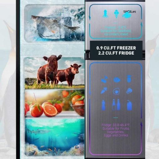 Mini Fridge with Freezer, 3.1 Cu.Ft Small Refrigerator, Compact Refrigerator with LED Light  flarmor