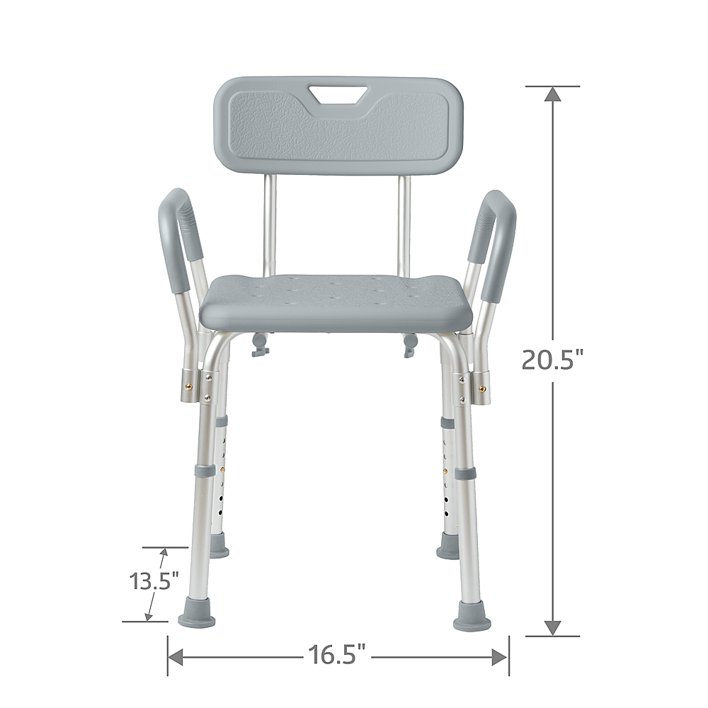 2026 Medline – Shower Chair with Back and Padded Arms – gray