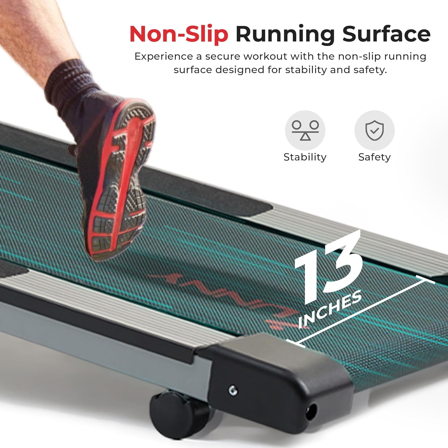Sunny Health & Fitness Manual Walking Pad Treadmill for Home, Non-Electric, Fixed Incline, Compact with Handle Bar, Digital Monitor, Non-Slip Surface, Optional Free SunnyFit App Bluetooth Connection
