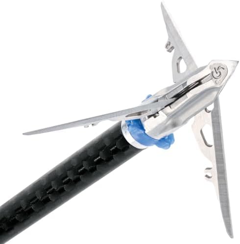2026 G5 Megameat Durable Stainless Steel Ultra Sharp 2′′ Cutting Diameter Archery Hunting Crossbow Mechanical Expandable Broadhead with 3 Replaceable Blades & Chisel Tip  3-Pack