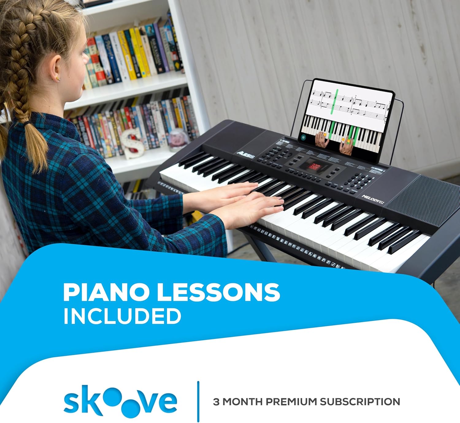 Alesis Melody 61 Key Keyboard Piano with Speakers, Stand, Stool, Headphones, Microphone, Sheet Music Stand, 300 Sounds and Music Lessons