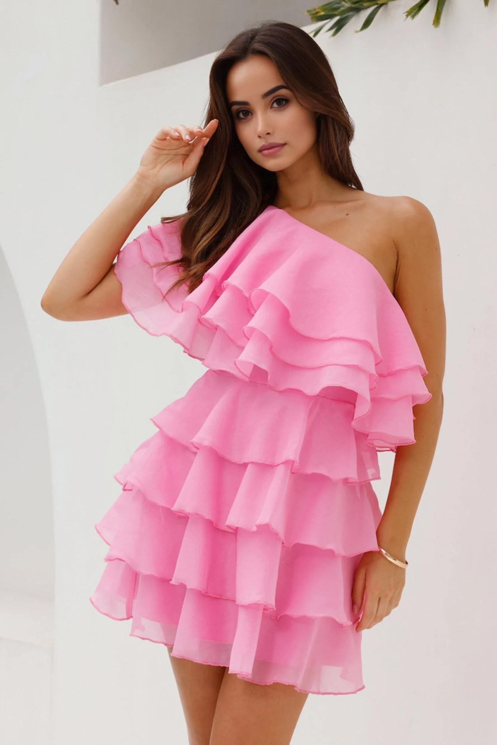 Eyes Of Gold One Shoulder Mini Dress