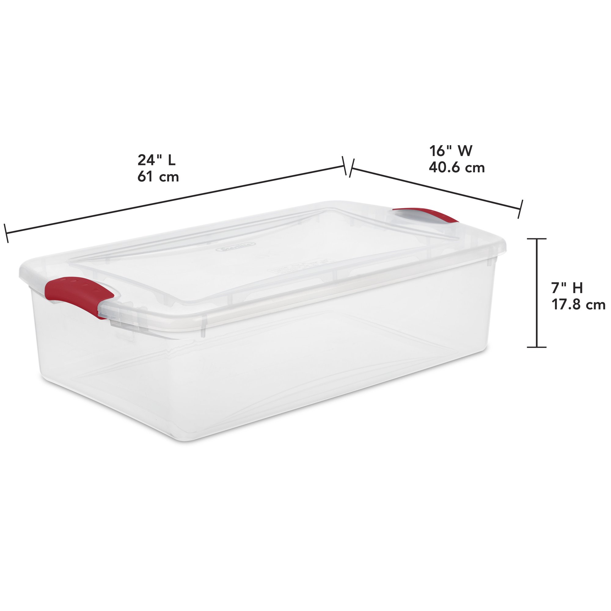 32 Qt. Latch Box Plastic, Infra Red, Set of 6