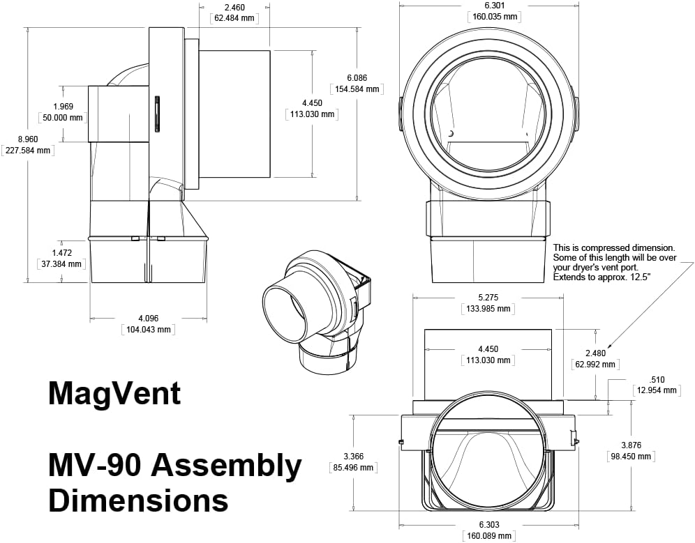 2026 MV-90 Magnetic Dryer Vent Coupling