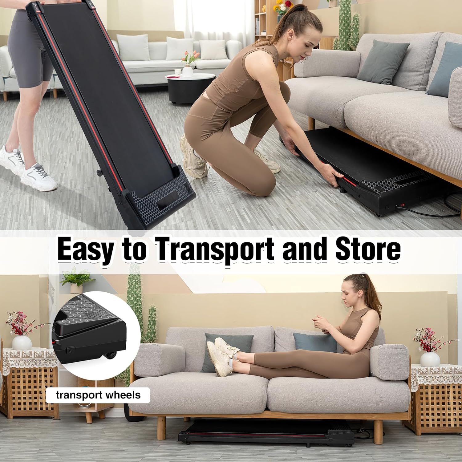 CITYSPORTS Treadmills,Walking Pad with Remote Control,Under Desk Treadmill for Home/Office Fitness Exercise,Portable Treadmill 1-6KM/H,LCD Display,No Assembly