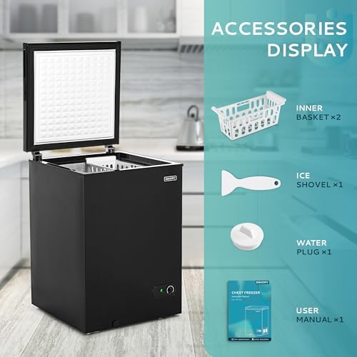 EUHOMY 3.5 Cu.Ft Chest Freezer Removable Basket