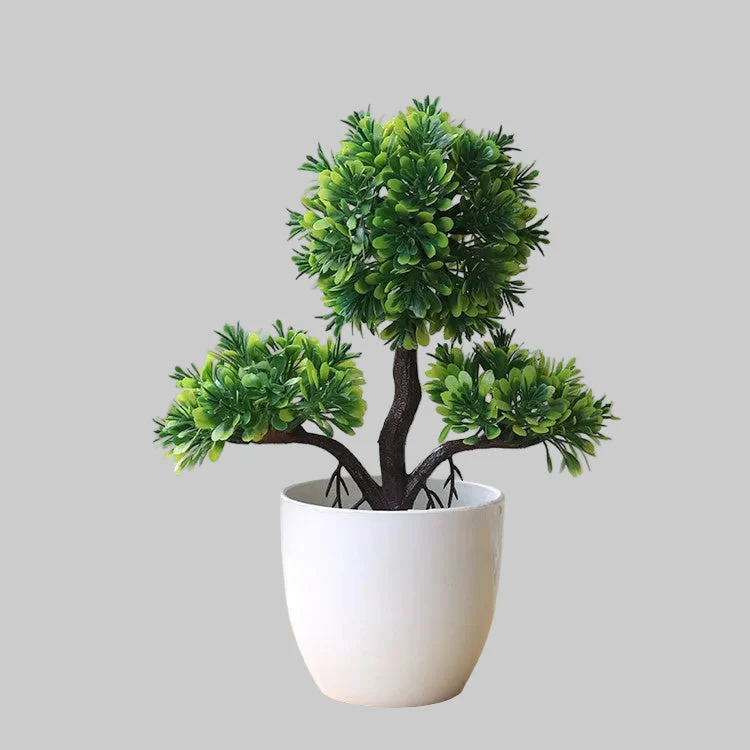 Artificial Bonsai Plant in Pot – Plastic Decorative Flower for Home & Office Desk Decor