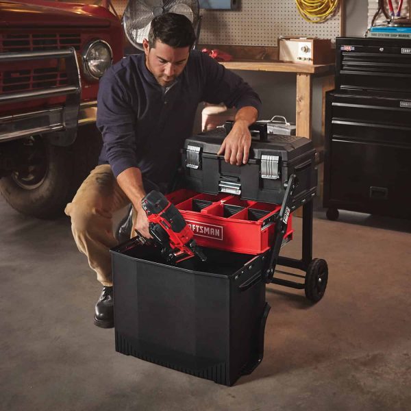 22-in 1-Drawer Black Metal Wheels Lockable Tool Box